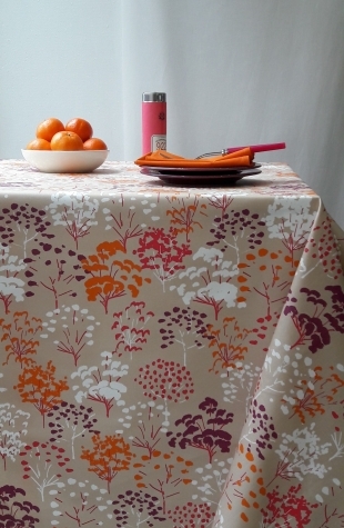 4 Serviettes de table Arbres orange/fuschia