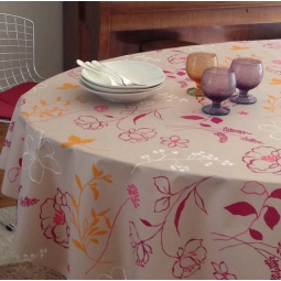 WIPE CLEAN TABLECLOTH CAMELLIA ORANGE Fleur de Soleil