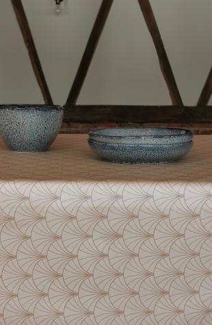 Nappe enduite ronde ou ovale Papyrus nacre