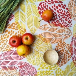 Cotton tablecloth Leaves yellow