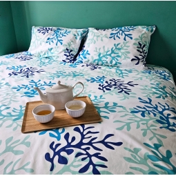 Housse de couette bord de mer Corail Bleu