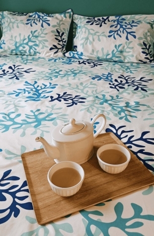 Copripiumino stile Marino in percalledi cotone Corallo blu