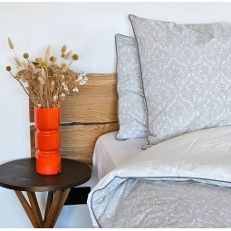 parure de lit grise et blanche en percale de coton Arabesque gris