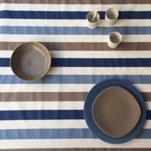 Nappe enduite rayée esprit marin