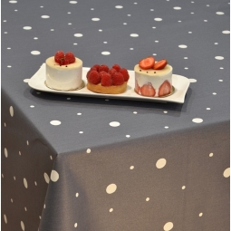  COATED TABLECLOTH DOT DARK GREY Fleur de Soleil