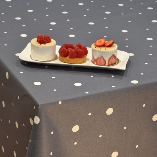  Nappe enduite Pois anthracite Fleur de Soleil