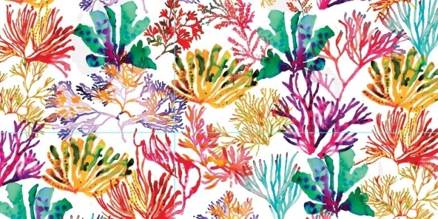 Motif Algues en coton enduit thème marin