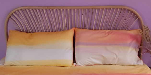 Taie d'oreiller à rayures Aquarelle jaune