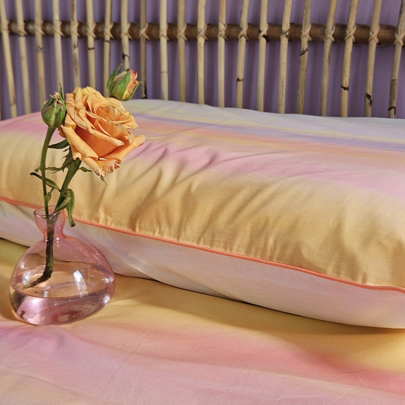 Taie d'oreiller à rayures Aquarelle jaune