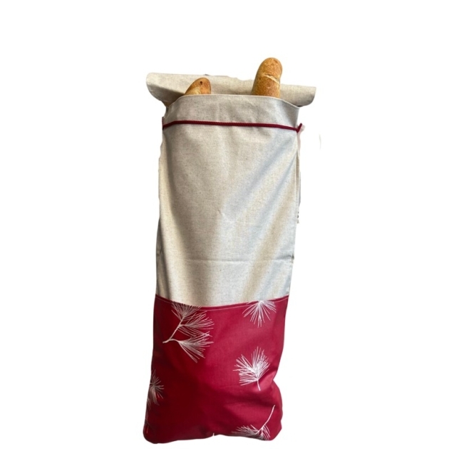 Linen bread bag red pine tree