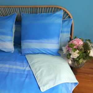 Housse couette coton bleu turquoise  Aquarelle
