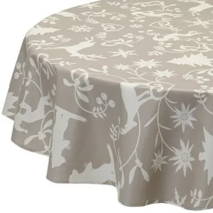 Wipe clean tablecloth Mountain beige round or oval