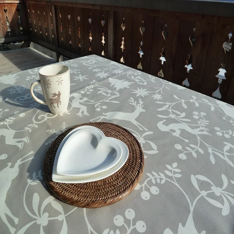 Wipe clean tablecloth Mountain beige round or oval