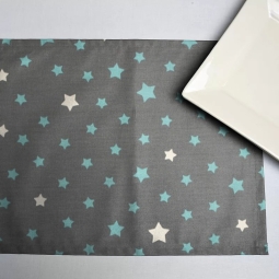 Placemat Etoile grijs/turkoois