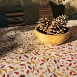 Wipe clean tablecloth Camellia taupe/pink round or oval