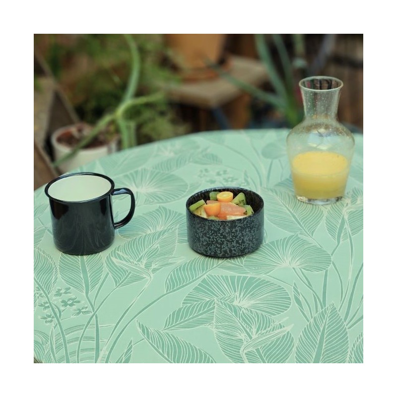 Tovaglia rotonda verde antimacchia Jungle