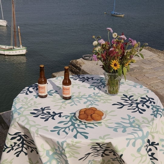 Nappe enduite ronde corail vert