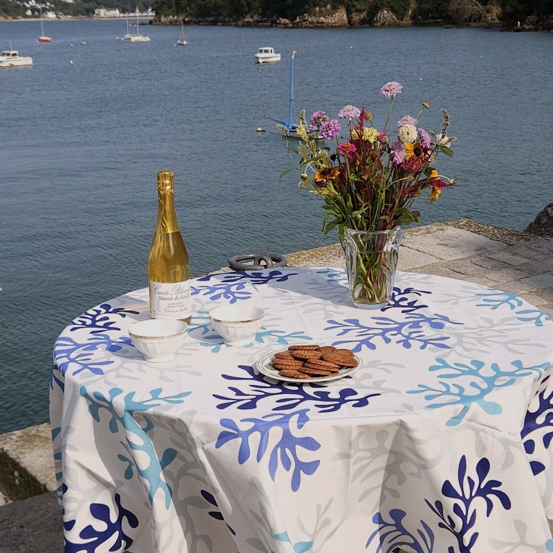 Tovaglia tema mare Antimacchia Rotonda o ovale Corallo blu