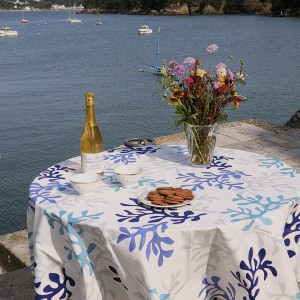 Tovaglia tema mare Antimacchia Rotonda o ovale Corallo blu