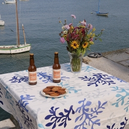 Nappe mer enduite corail bleu