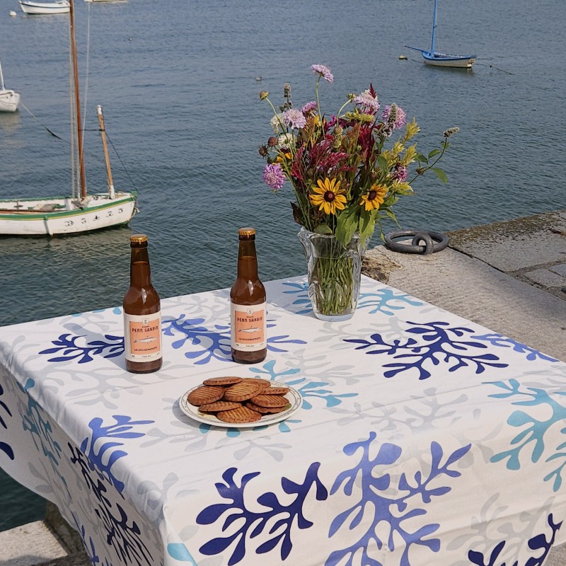 Nappe mer enduite corail bleu