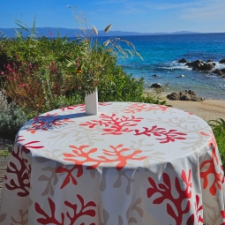 nappe ronde enduite corail rouge