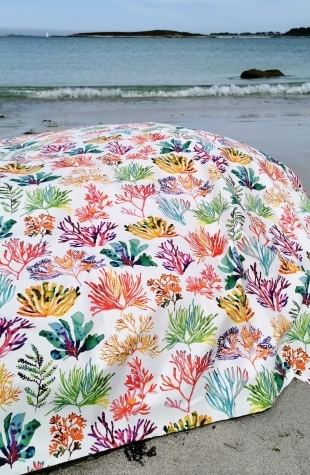 Tissu en coton enduit Algues multicolore