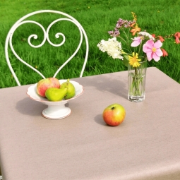 Tischdecke aus Leinen und Baumwolle in Taupe