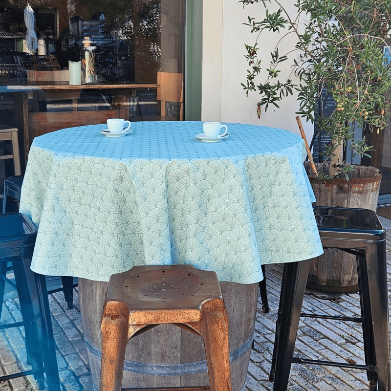 Nappe ronde vert d'eau Papyrus