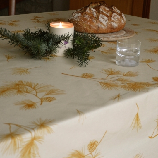 Christmas tablecloth Pine Tree Gold