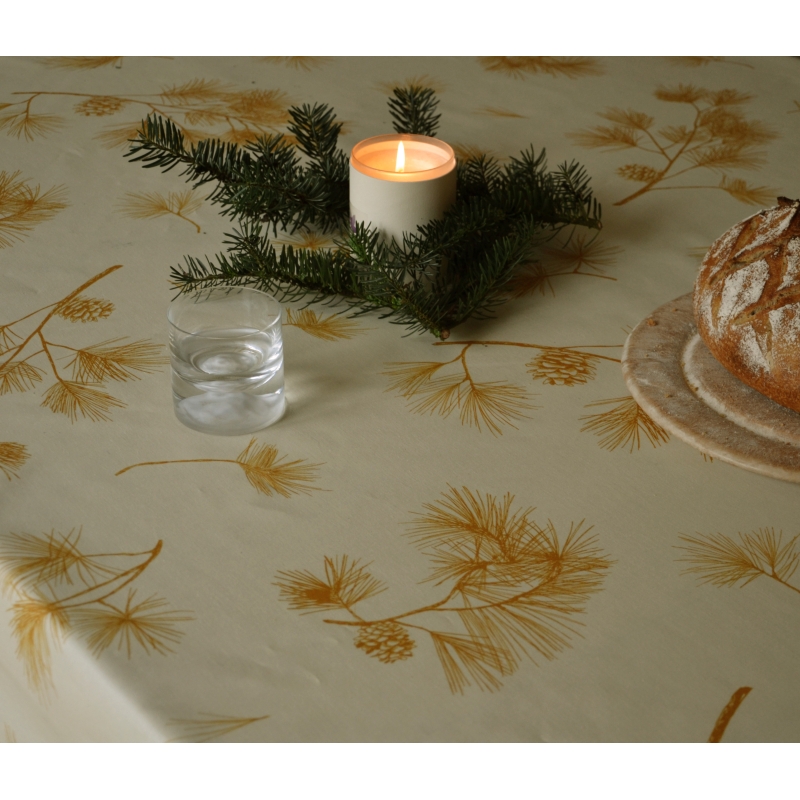 Kerst tafelkleed  Gouden dennenboom