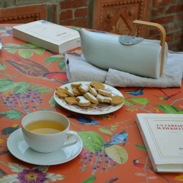 Tischdecke abwaschbar Vögel beige