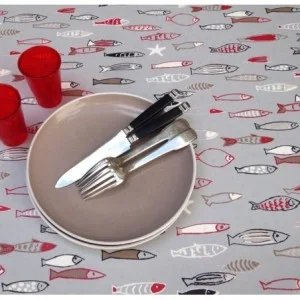 FLEUR DE SOLEIL COTONE RESINATO TOVAGLIA ANTIMACCHIA PESCE ROSSO/GRIGLA