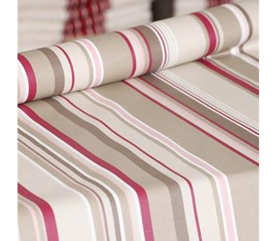 WIPEABLE TABLECLOTH STRIPE TAUPE PINK FLEUR DE SOLEIL