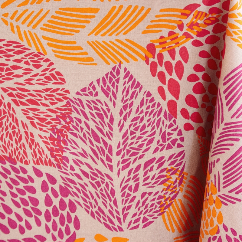 Chemin de table Feuille prune/orange