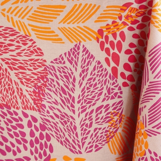 Chemin de table Feuille prune/orange