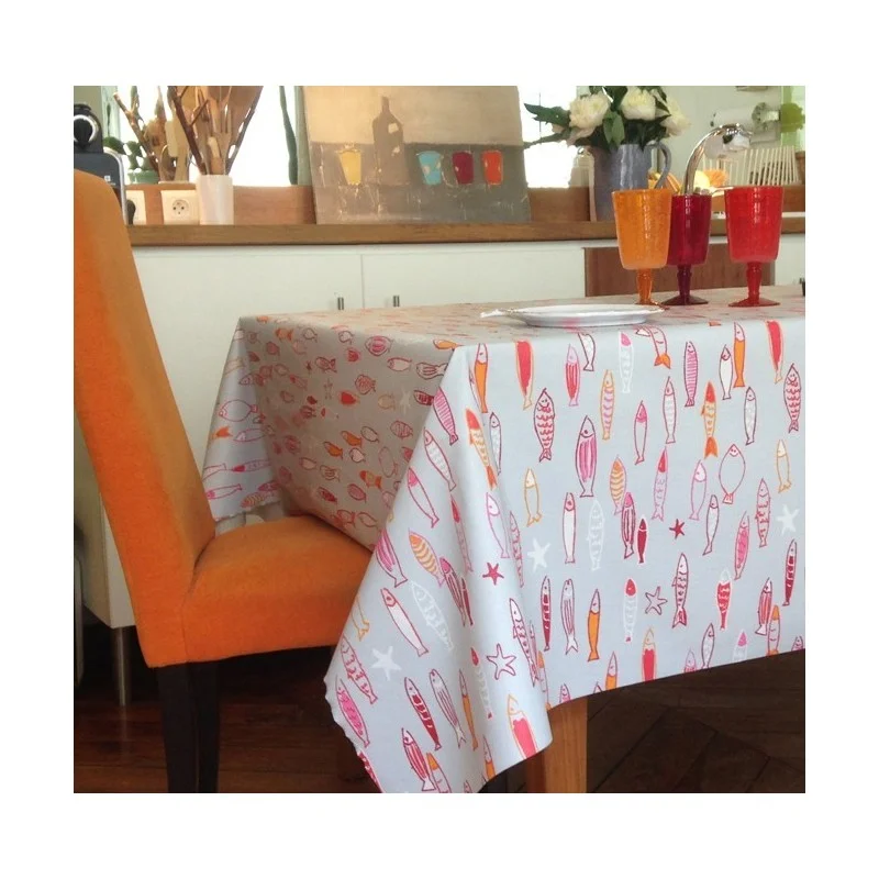  Nappe en coton enduit Poissons soleil Fleur de Soleil