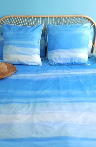 parure de lit turquoise Aquarelle bleue