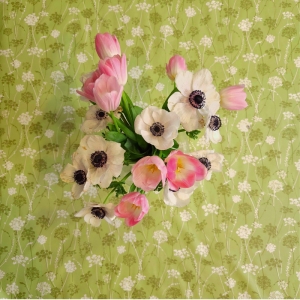 Wipe clean tablecloth green herbs