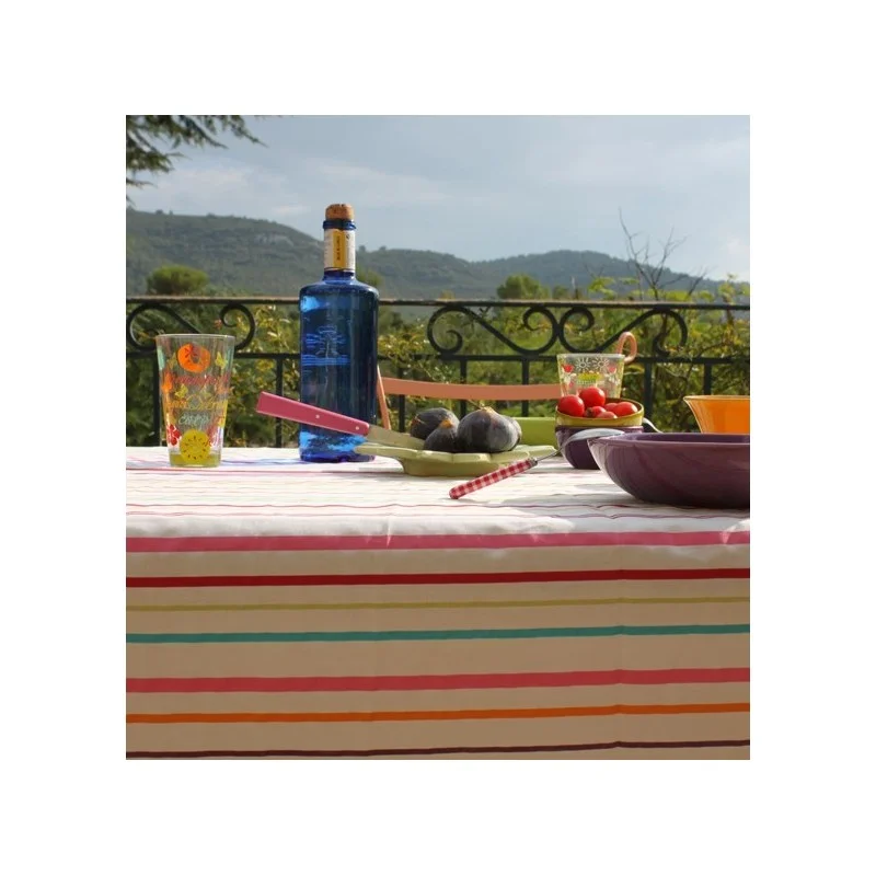  Nappe enduite Rayure multicolore Fleur de Soleil