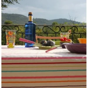  Nappe enduite Rayure multicolore Fleur de Soleil