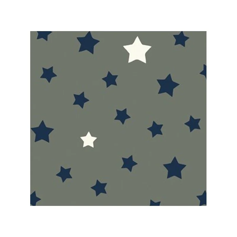  Tissu en coton enduit Etoile gris/bleu Fleur de Soleil