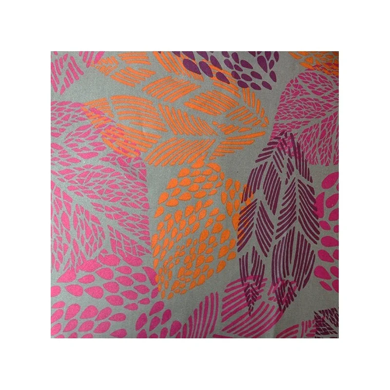  Tissu en coton enduit Feuille taupe/orange Fleur de Soleil