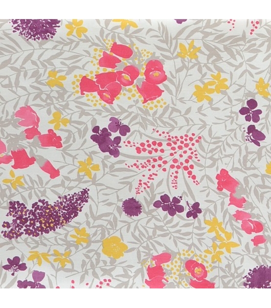  Tissu en coton enduit Mimosa Parme Fleur de Soleil