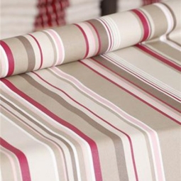  Tissu en coton enduit Rayure taupe Fleur de Soleil